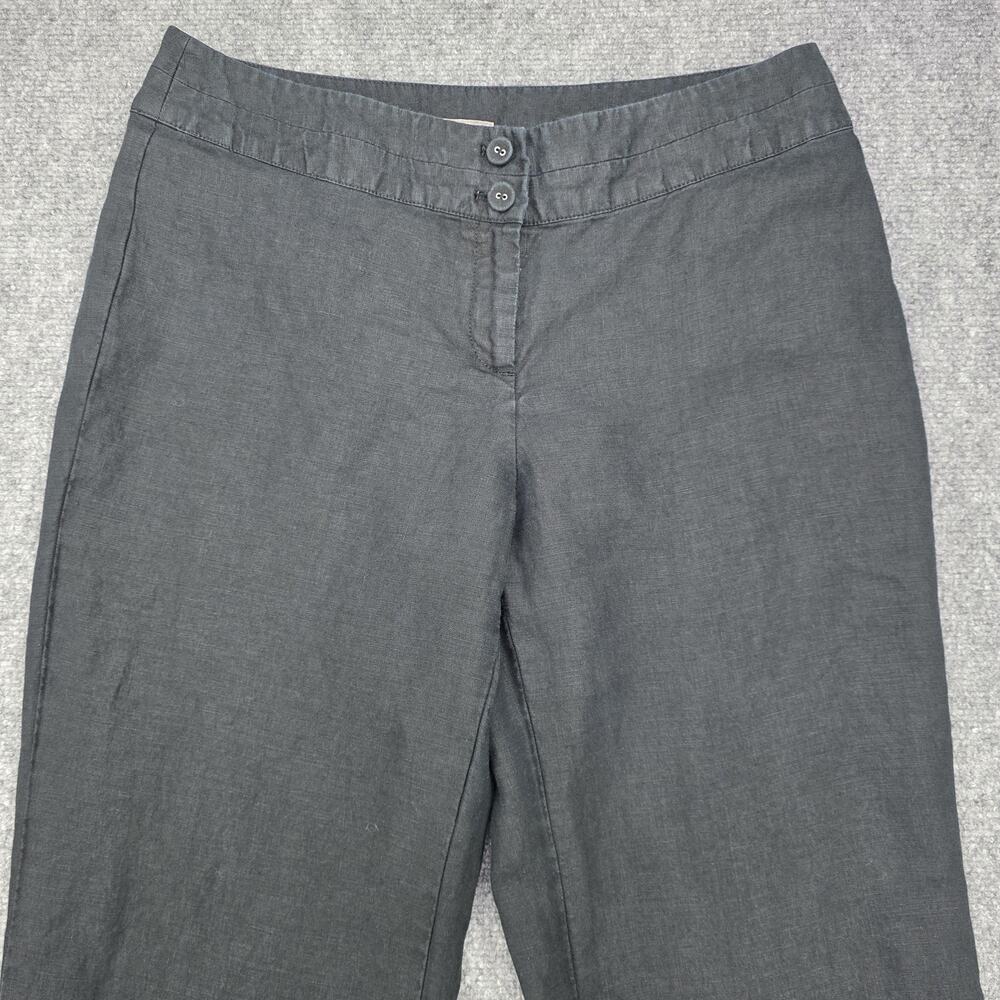 J Jill Pants Womens Petite 10 Black Linen Wide Leg Dress Trousers Casual Summer - Picture 11 of 16